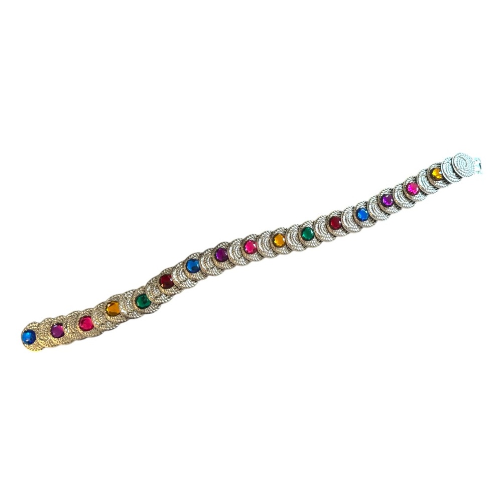 RARE Vintage Y2K Concho Belt | Multicolor Rhinestone Statement Waist Belt